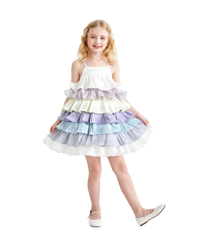 kids atelier mimi tutu White Talia Gradient Ruffle Dress