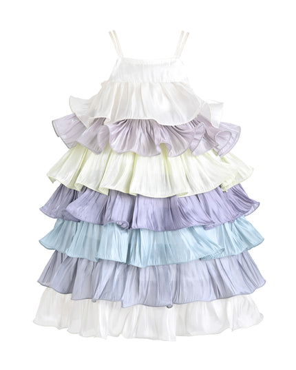 kids atelier mimi tutu White Talia Gradient Ruffle Dress