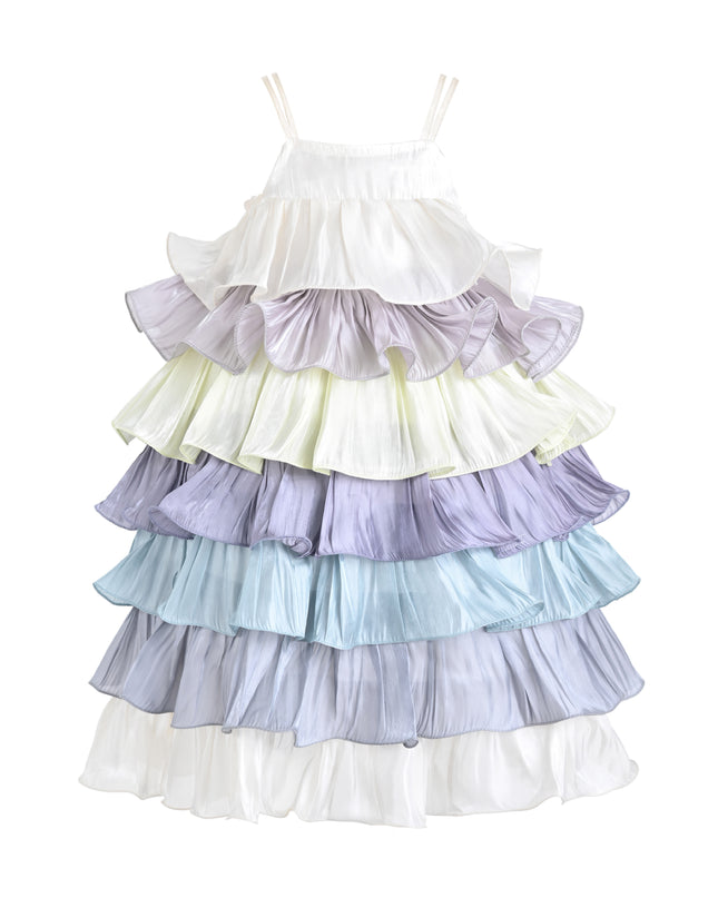 kids atelier mimi tutu White Talia Gradient Ruffle Dress