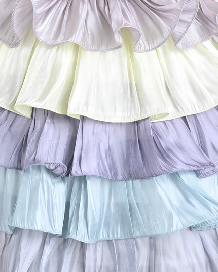 White Talia Gradient Ruffle Dress