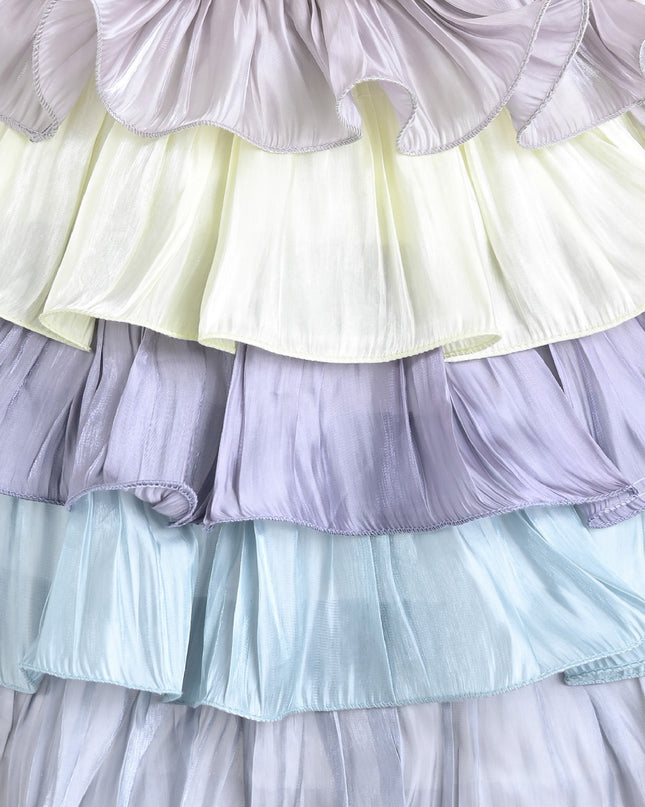 White Talia Gradient Ruffle Dress