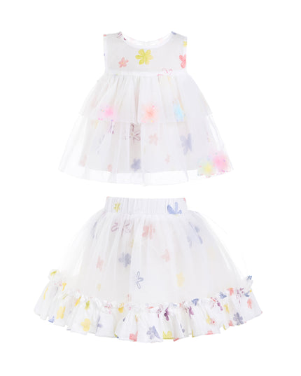 kids atelier mimi tutu White Aveloria Floral Ruffle Set