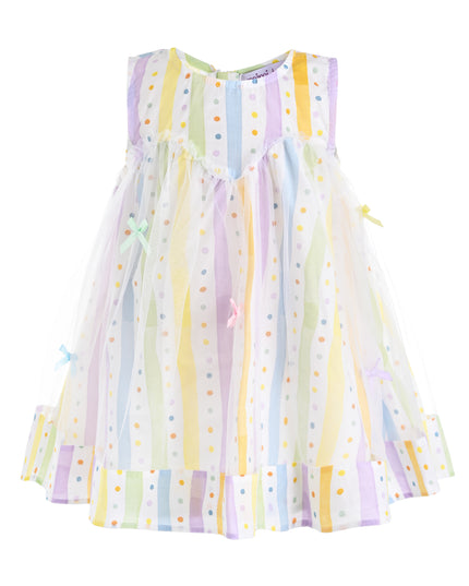 kids atelier mimi tutu White Caliora Striped Bow Tulle Dress