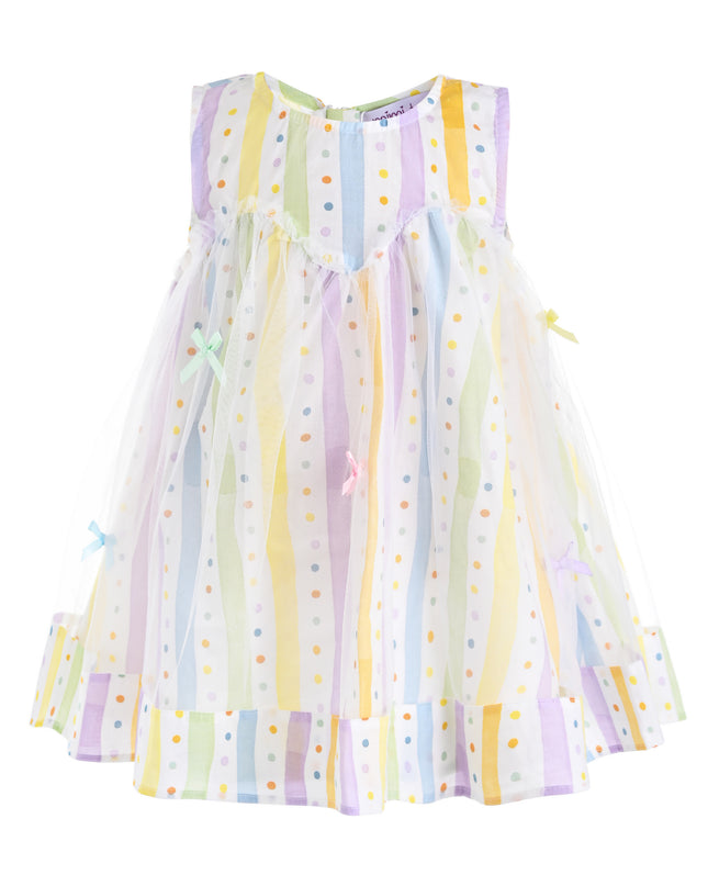 kids atelier mimi tutu White Caliora Striped Bow Tulle Dress