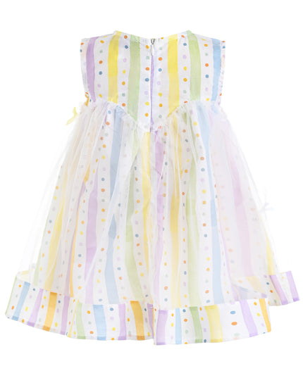 kids atelier mimi tutu White Caliora Striped Bow Tulle Dress