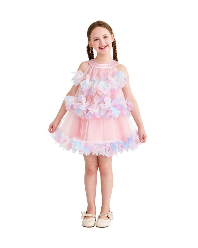 kids atelier mimi tutu Pastel Pink Evolette Floral Tulle Dress