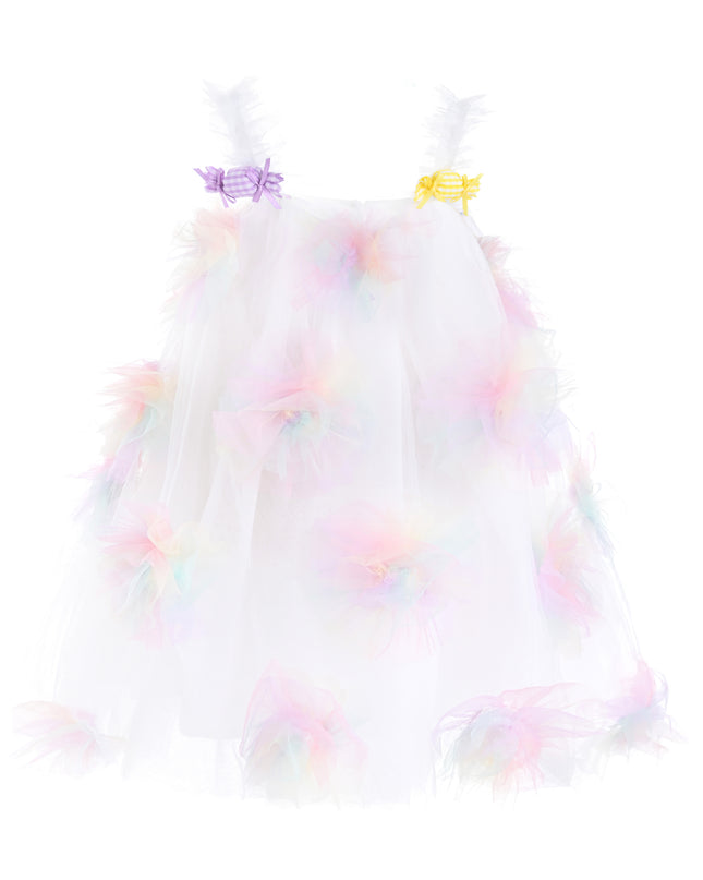 kids atelier mimi tutu White Pastel Malee Flower Tulle Dress