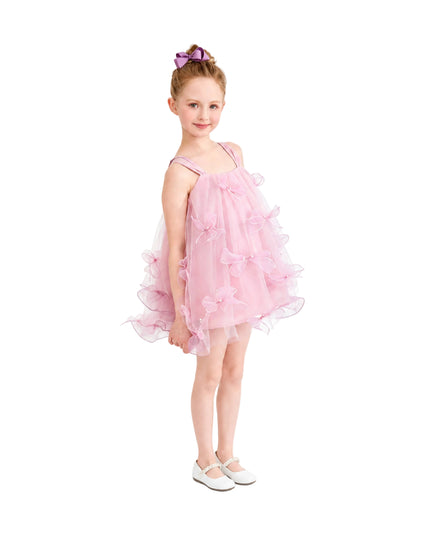 kids atelier mimi tutu Light Pink Manisa Bow‑Embellished Tulle Dress