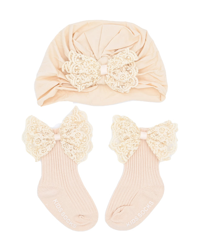 kids atelier mimi tutu Lace Bow Hat & Sock Gift Set