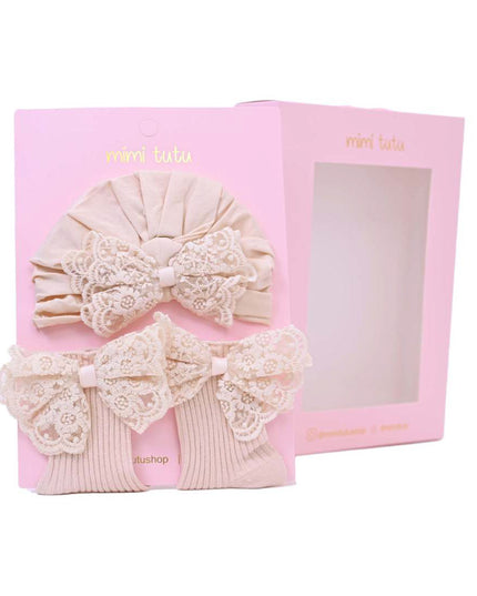 kids atelier mimi tutu Lace Bow Hat & Sock Gift Set