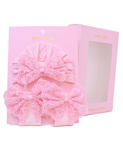 kids atelier mimi tutu Lace Bow Hat & Sock Gift Set