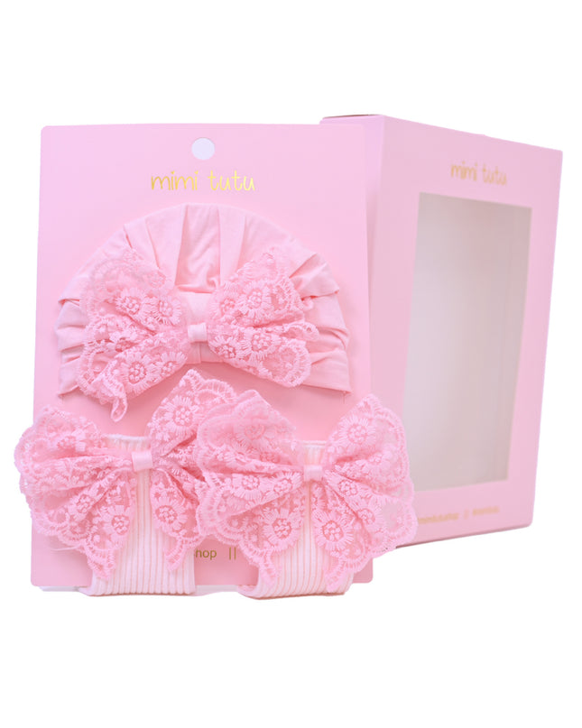 kids atelier mimi tutu Lace Bow Hat & Sock Gift Set