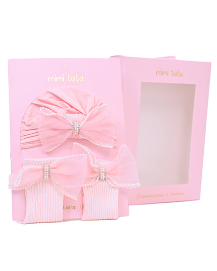 kids atelier mimi tutu Crown & Bow Baby Hat Gift Set