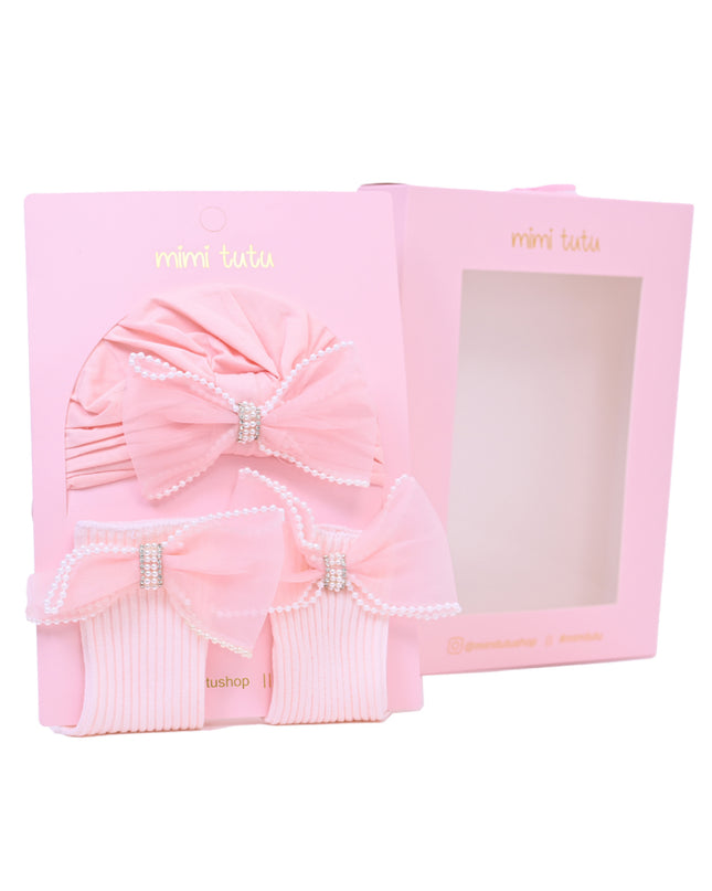 kids atelier mimi tutu Crown & Bow Baby Hat Gift Set
