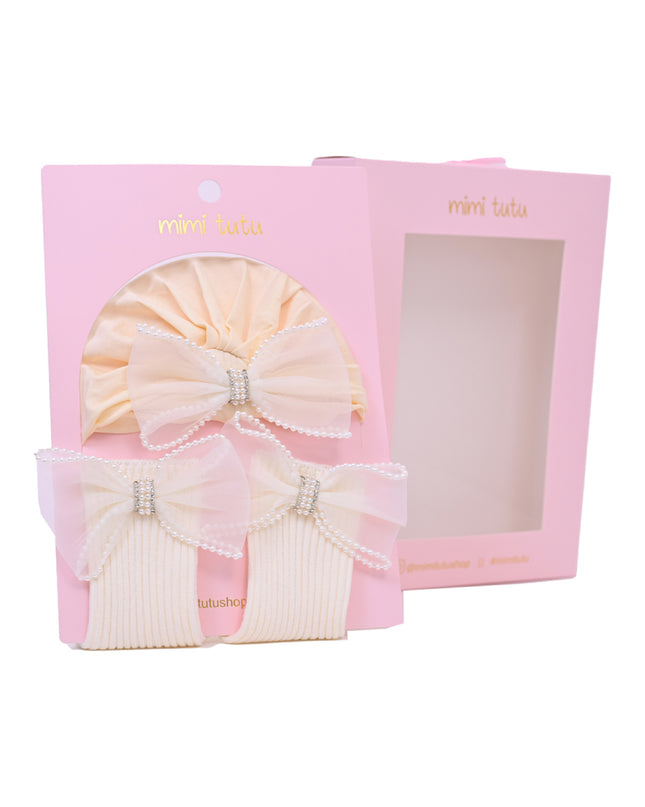 kids atelier mimi tutu Crown & Bow Baby Hat Gift Set