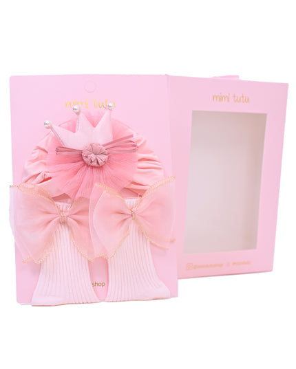 kids atelier mimi tutu Crown & Bow Baby Hat Gift Set