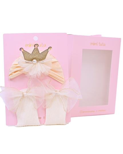 kids atelier mimi tutu Crown & Bow Baby Hat Gift Set