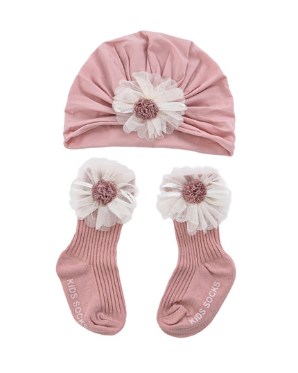 kids atelier mimi tutu Floral Turban Hat & Sock Set