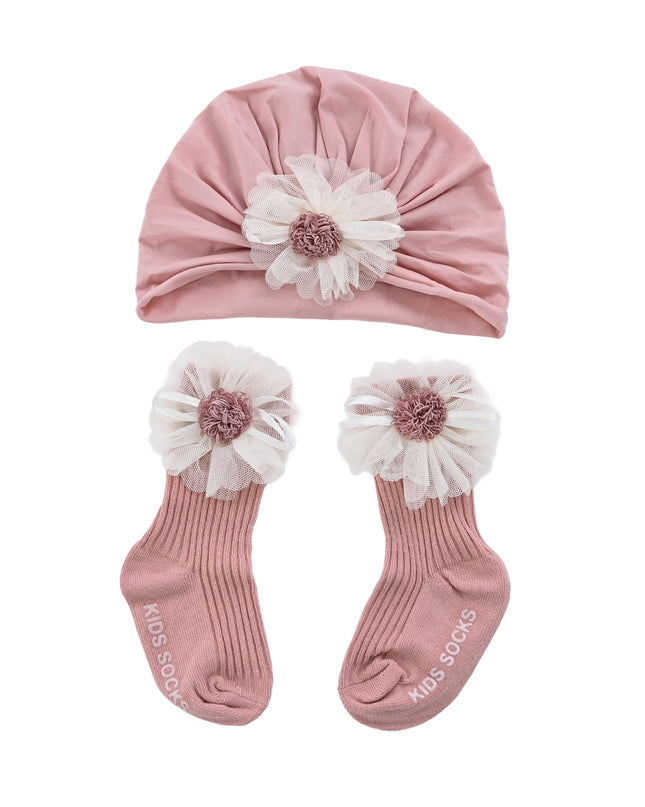 kids atelier mimi tutu Floral Turban Hat & Sock Set