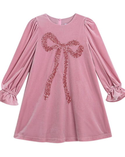 kids atelier mimi tutu Pink Cosette Velvet Bow Dress