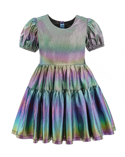 kids atelier mimi tutu Retro Iridescent Puff-Sleeve Dress
