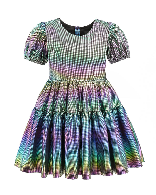 kids atelier mimi tutu Retro Iridescent Puff-Sleeve Dress