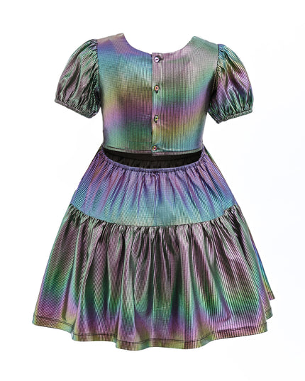 kids atelier mimi tutu Retro Iridescent Puff-Sleeve Dress