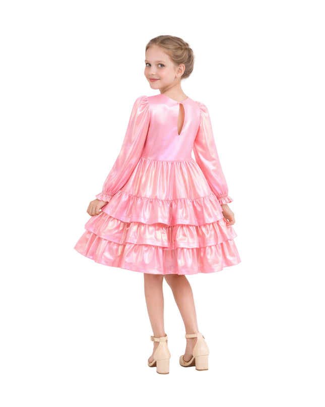 kids atelier mimi tutu Pink Metallic Ruffle Party Dress