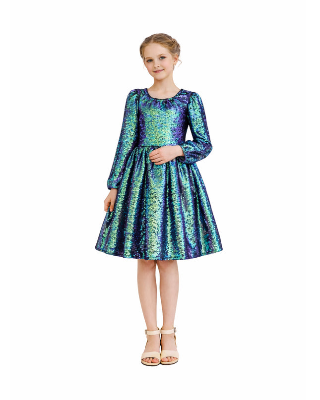 kids atelier mimi tutu Emerald Iridescent Sequin Dress