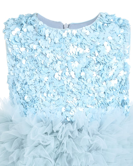 kids atelier mimi tutu Blue Claribel Sequin Tulle Dress