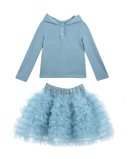 kids atelier mimi tutu Blue Felicia Hooded Tulle Skirt Set