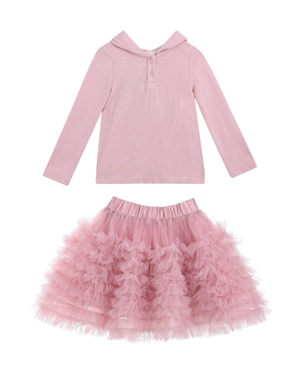 kids atelier mimi tutu Pink Felicia Hooded Tulle Skirt Set