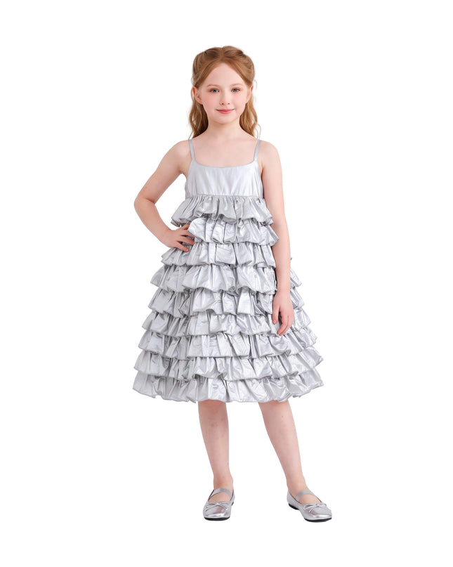 kids atelier mimi tutu Silver Valeriane Tiered Ruffle Dress