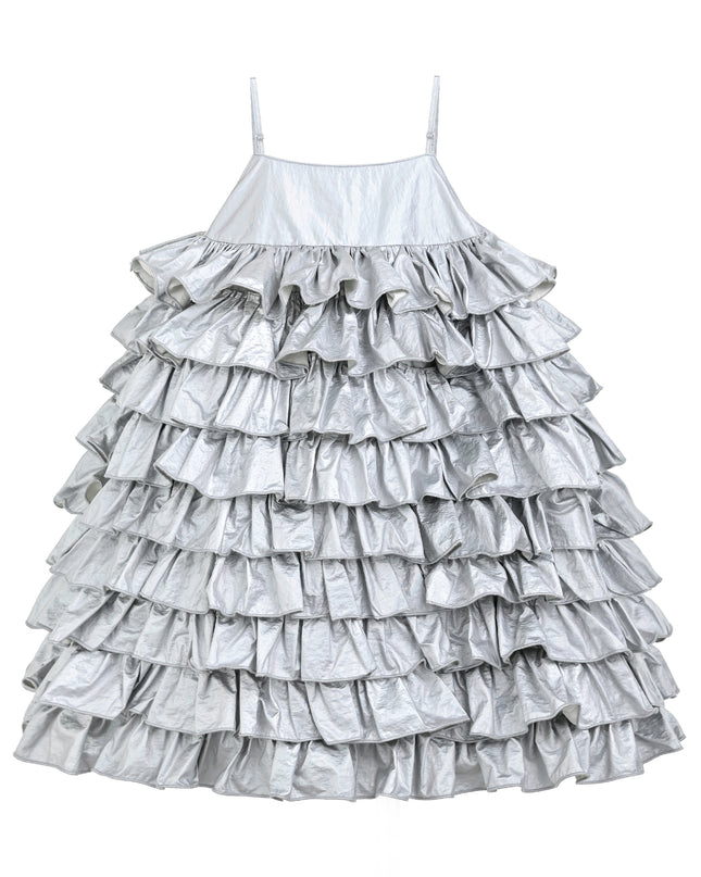 kids atelier mimi tutu Silver Valeriane Tiered Ruffle Dress