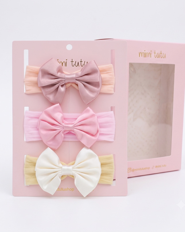 kids atelier mimi tutu Multicolor Elastic Bow Headband Set