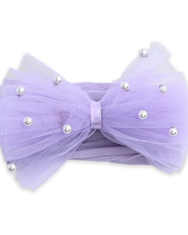 kids atelier mimi tutu Multicolor Elastic Tulle Pearl Bow Headband Set