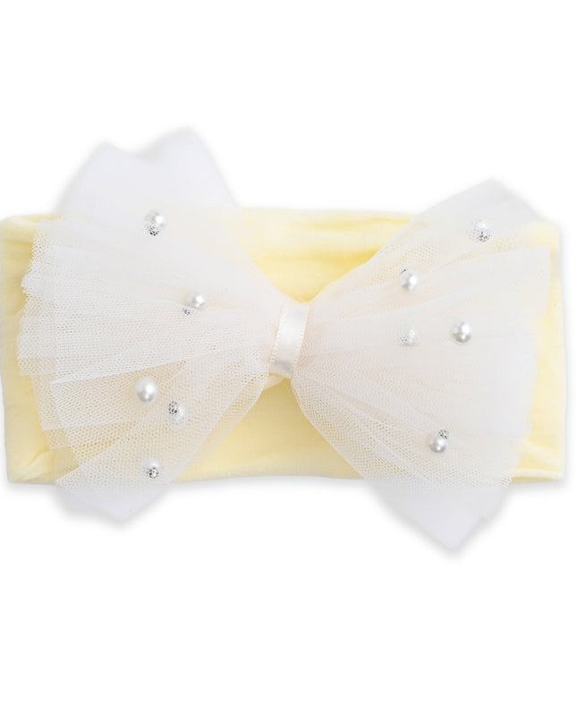 kids atelier mimi tutu Multicolor Elastic Tulle Pearl Bow Headband Set
