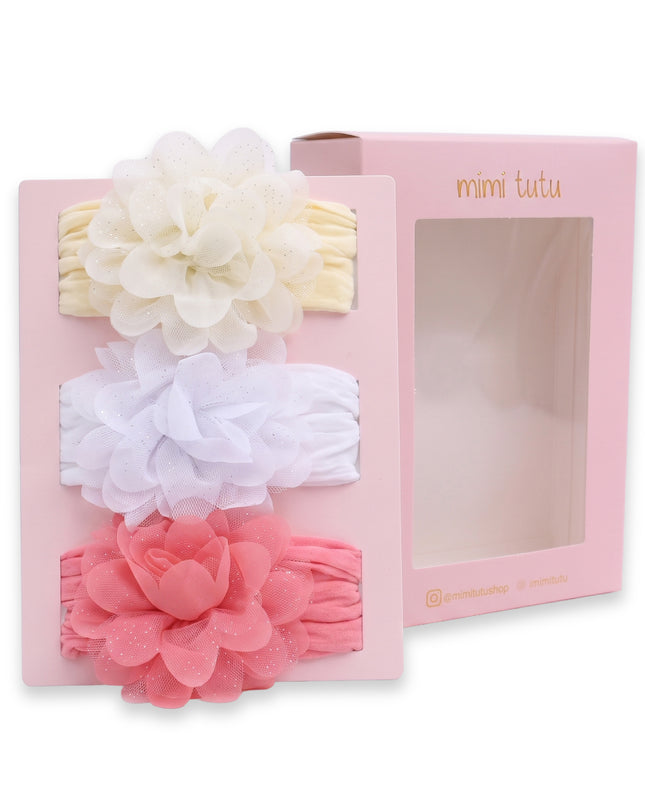 kids atelier mimi tutu Multicolor Elastic Glitter Floral Headband Set