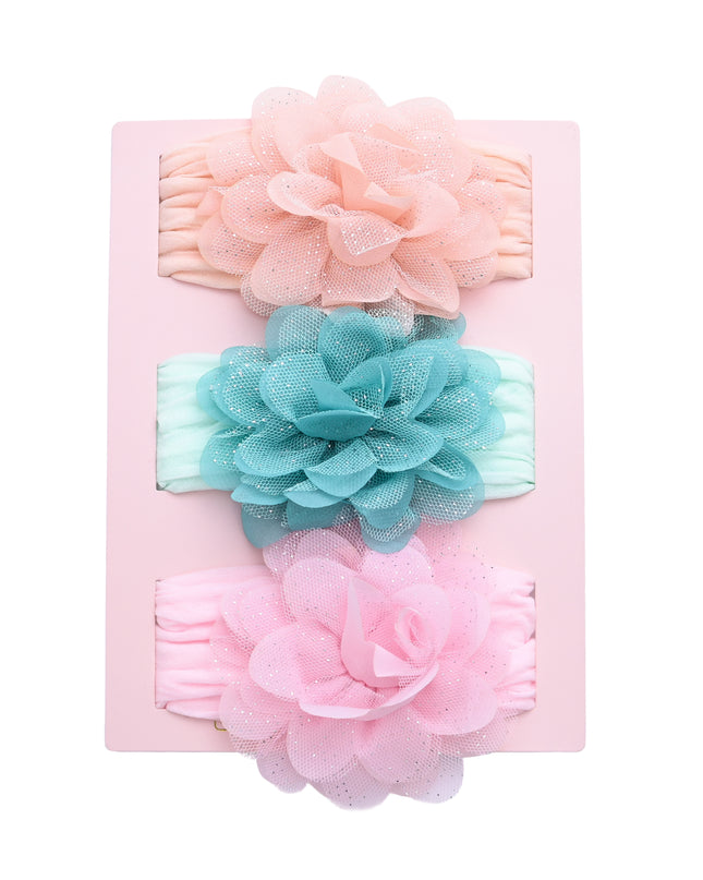kids atelier mimi tutu Multicolor Elastic Glitter Floral Headband Set