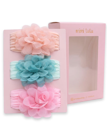 kids atelier mimi tutu Multicolor Elastic Glitter Floral Headband Set