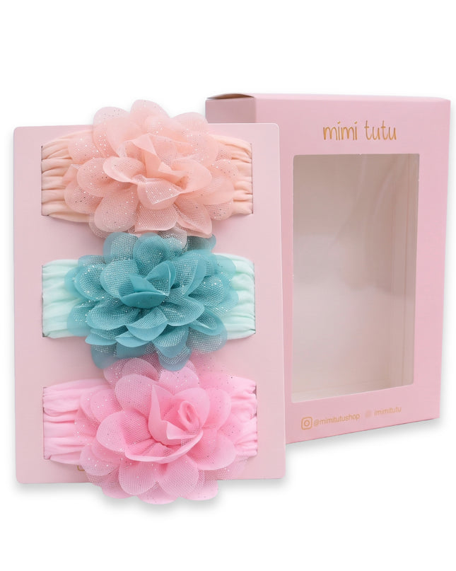 kids atelier mimi tutu Multicolor Elastic Glitter Floral Headband Set