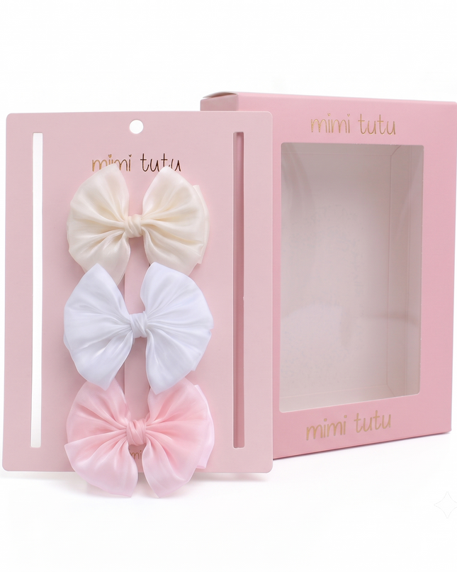 kids atelier mimi tutu Multicolor Satin Bow Clip Set