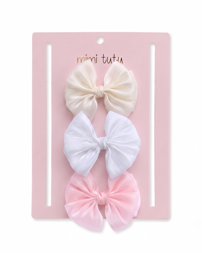 kids atelier mimi tutu Multicolor Satin Bow Clip Set