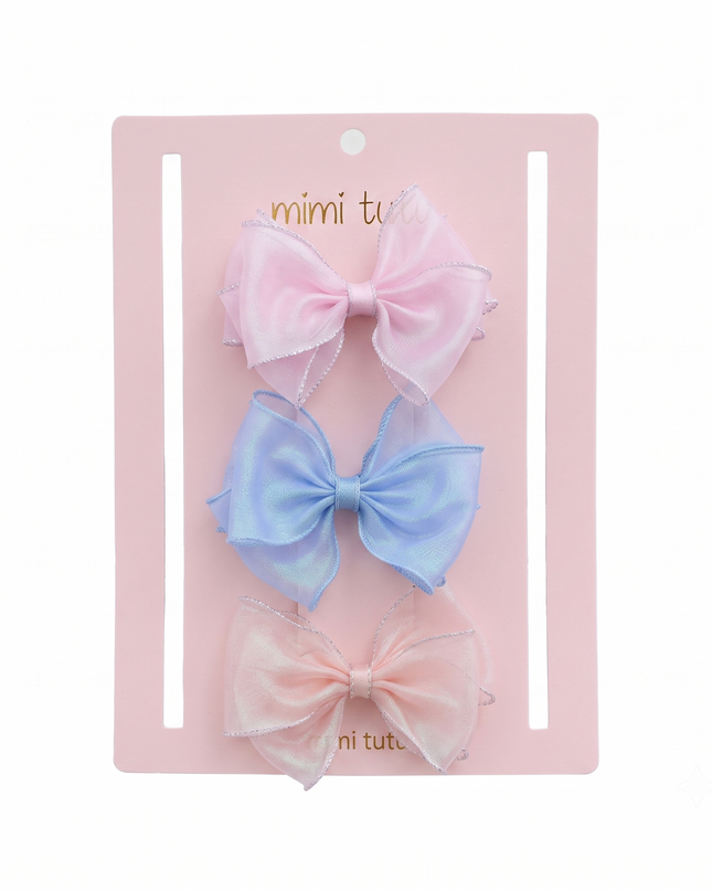 Multicolor Glitter Bow Hair Clip Set