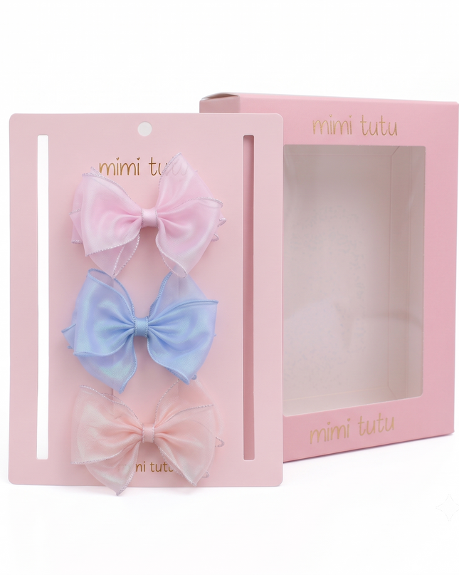 kids atelier Mimi Tutu Multicolor Glitter Bow Hair Clip Set