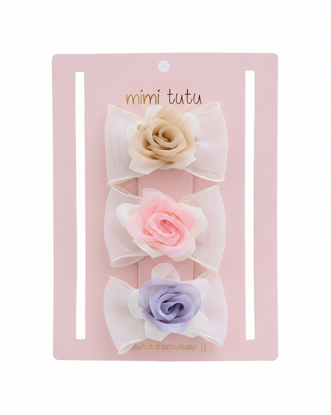 kids atelier mimi tutu Multicolor Rose Accent Bow Set