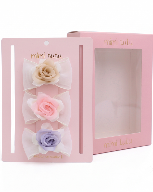 kids atelier mimi tutu Multicolor Rose Accent Bow Set