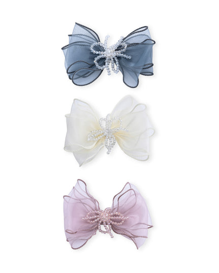 kids atelier mimi tutu Multicolor Beaded Bow Clip Set