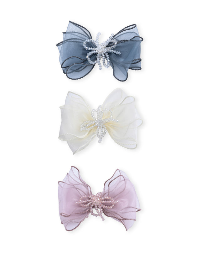 kids atelier mimi tutu Multicolor Beaded Bow Clip Set
