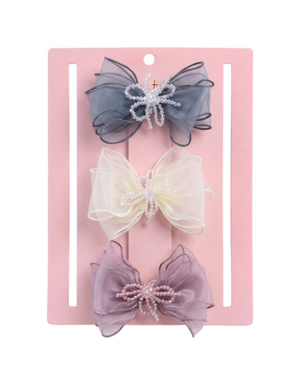 kids atelier mimi tutu Multicolor Beaded Bow Clip Set